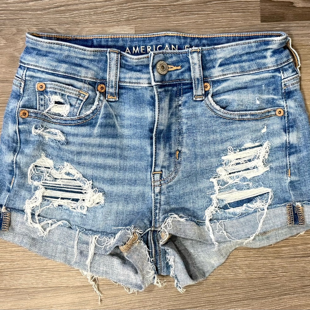 American Eagle Outfitters Women's Ripped Jean Shorts, Size 000
